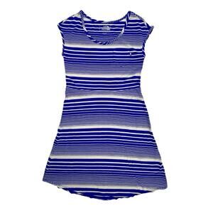 The North Face Dress Womens Extra Small Blue White Striped Cotton Cap Sleeve